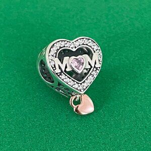New PANDORA Pink Mom Mother Heart Love Charm